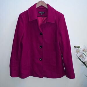 Preston & York‎ Women's Wool Blend Pea Coat Size M Button Closure Red Lined